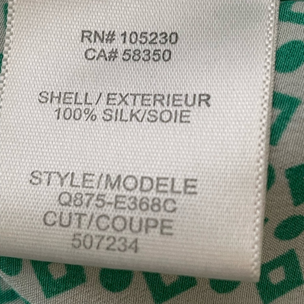 Equipment femme Silk Women’s Green Geometric Print Long Sleeve Button Sz M - Picture 6 of 9